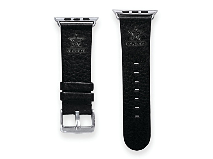 Gametime Dallas Cowboys Leather Band fits Apple Watch (38/40mm S/M Black). Watch not included.