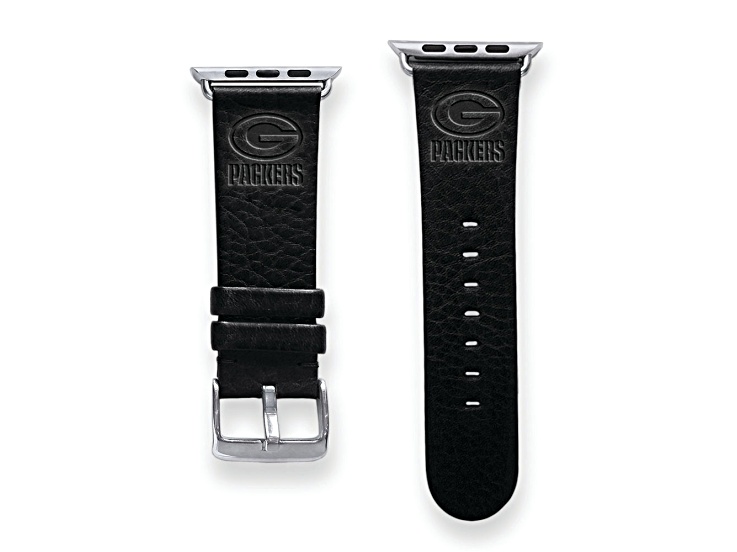 Gametime Green Bay Packers Leather Band fits Apple Watch (38/40mm S/M Black). Watch not included.