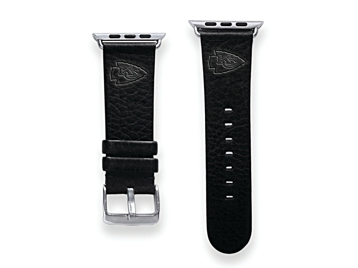 Gametime Kansas City Chiefs Leather Band fits Apple Watch (38/40mm S/M Black). Watch not included.