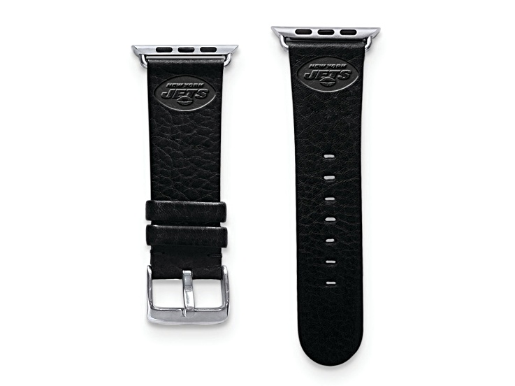 Gametime New York Jets Leather Band fits Apple Watch (38/40mm S/M Black). Watch not included.