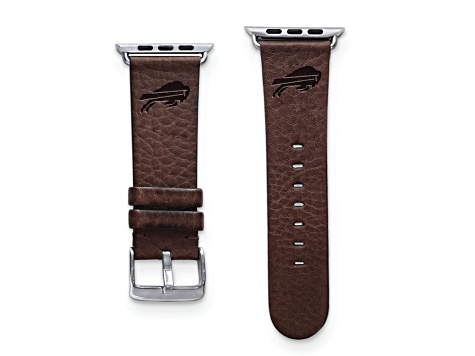 Gametime Buffalo Bills Leather Band fits Apple Watch (42/44mm M/L Brown). Watch not included.