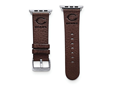 Gametime Chicago Bears Leather Band fits Apple Watch (42/44mm M/L Brown). Watch not included.