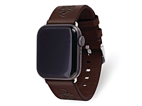 Gametime Cleveland Browns Leather Band fits Apple Watch (42/44mm M/L Brown). Watch not included.