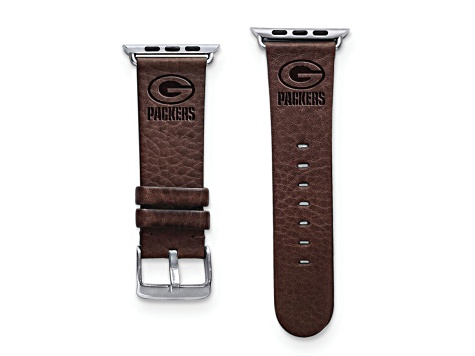Gametime Green Bay Packers Leather Band fits Apple Watch (42/44mm M/L Brown). Watch not included.