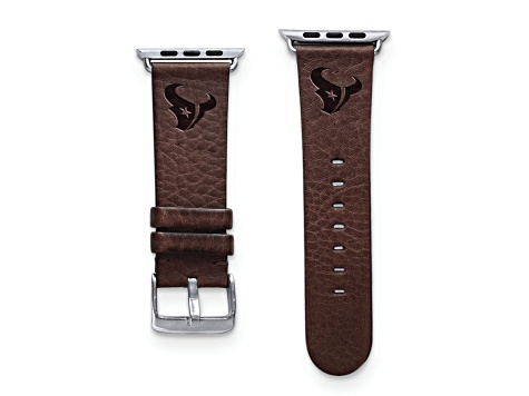Gametime Houston Texans Leather Band fits Apple Watch (42/44mm M/L Brown). Watch not included.