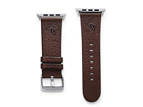 Gametime Jacksonville Jaguars Leather Band fits Apple Watch (42/44mm M/L Brown). Watch not included.