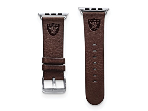 Gametime Las Vegas Raiders Leather Band fits Apple Watch (42/44mm M/L Brown). Watch not included.