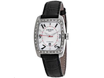 Picture of Locman Women's Titanio White Dial Black Leather Strap Watch