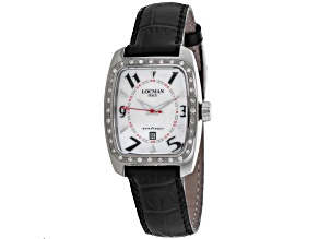 Locman Women's Titanio White Dial Black Leather Strap Watch