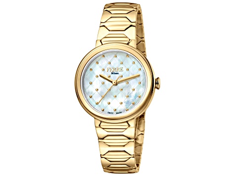 Ferre Milano Women's Fashion 32mm Quartz Yellow Stainless Steel Watch