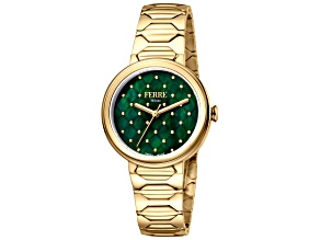 Ferre Milano Women's Fashion 32mm Quartz Green Dial Yellow Stainless Steel Watch