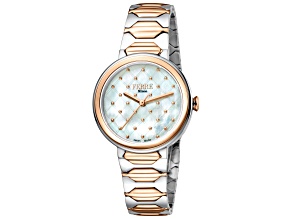 Ferre Milano Women's Fashion 32mm Quartz Two-tone Rose Stainless Steel Watch