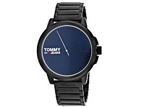 Tommy Hilfiger Men's Jeans Blue Dial Black Stainless Steel Watch