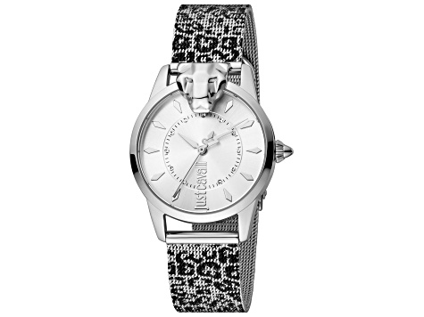 Just Cavalli Women's Animalier Donna delicatezza 32mm Quartz Watch, White Bezel, Animal Print Strap