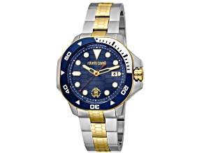 Roberto Cavalli Men's Spiccato Blue Dial, Stainless Steel Bracelet Watch