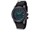 Glycine Men's Airman Worldtimer 42mm Quartz Black Dial Green Hands Black Strap Watch