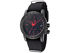 Glycine Men's Airman Worldtimer 42mm Quartz Black Dial Red Hands Black Strap Watch