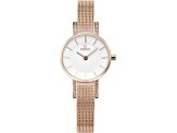 Obaku Women's Lykke White Dial Rose Stainless Steel Mesh Band Watch