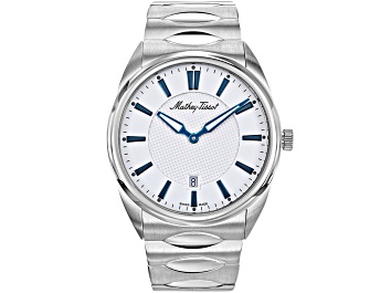 Picture of Mathey Tissot Men's Classic White Dial with Blue Accents Stainless Steel Watch