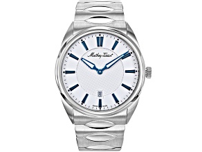 Mathey Tissot Men's Classic White Dial with Blue Accents Stainless Steel Watch