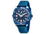 Nautica Tin Can Bay Men's 44mm Quartz Watch, Blue Silicone Strap