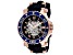 Seapro Men's Seaway Black Dial with Rose Accents, Blue Bezel, Black Rubber Strap Watch