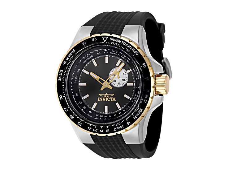 Invicta Aviator 50mm Gunmetal Dial Silicone Band Quartz Watch