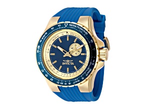 Invicta Aviator 50mm Blue  Dial Silicone Band Quartz Watch