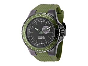 Invicta Aviator 50mm Black Dial Silicone Band Quartz Watch