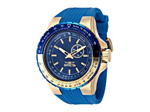 Invicta Aviator 50mm Blue  Dial Silicone Band Quartz Watch