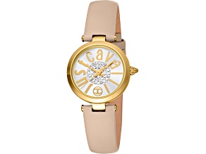 Just Cavalli Women's Modena White Dial, Beige Leather Strap Watch