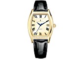 Christian Van Sant Women's Gemma Yellow Dial, Black Leather Strap Watch