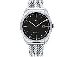 Tommy Hilfiger Men's Theo Black Dial Stainless Steel Mesh Band Watch