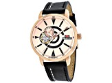 Seapro Men's Elliptic Rose Dial, Black Leather Strap Watch