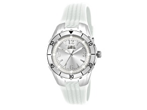 Invicta Angel 38mm Silver Tone Dial White Silicone Quartz Watch