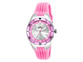 Invicta Angel 38mm Silver Tone Dial Pink Silicone Quartz Watch