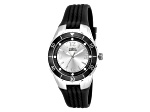 Invicta Angel 38mm Silver Tone Dial Black Silicone Quartz Watch