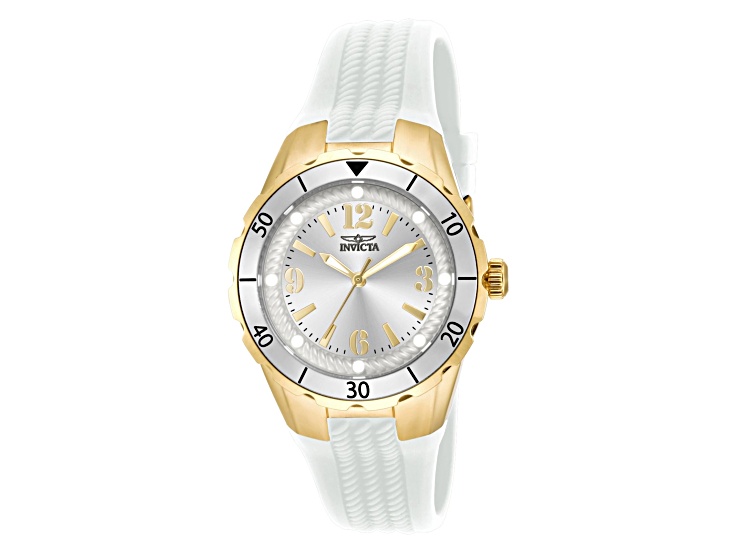 Invicta Angel 38mm White Dial White Silicone Quartz Watch