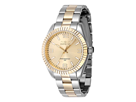 Invicta Specialty 36mm Yellow Dial Two-tone Stainless Steel Quartz Watch