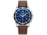 Roamer Men's Nautic Chrono 100 43mm Quartz Blue Dial Brown Leather Strap Watch