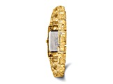 14k Yellow Gold Ladies Rectangular Black 15x31mm Dial Solid Nugget Watch