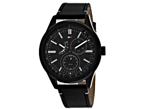 Tommy Hilfiger Men's Austin Black Leather Strap Watch