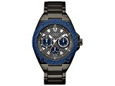 Guess Men's Classic Blue Bezel Gray Stainless Steel Watch
