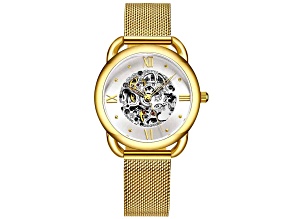 Stuhrling Men's Classic Yellow Stainless Steel Mesh Band Watch