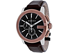 Gucci G-Chrono 45mm Brown Leather Strap Black Dial Quartz Watch