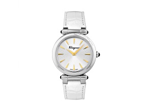 Idillio Womens Watch 36mm Stainless Steel Case Silver Guilloché Dial Calf Leather Strap