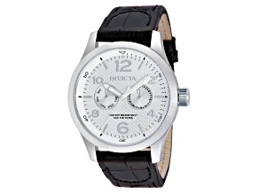 Invicta I-Force 48mm White Dial Leather Band Quartz Watch