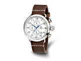 Charles Hubert Men's Stainless Leather Band 46mm Dual Time Watch