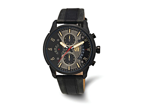 Charles Hubert Black IP-plated Stainless Steel Chronograph Black Dial Watch
