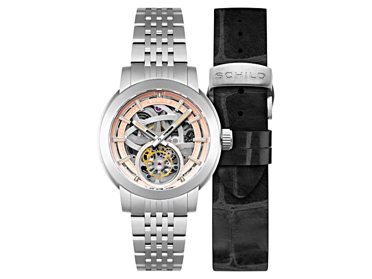 Schild Heinrich Tourbillon Peach Dial White Stainless Steel Band